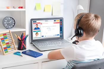 Child doing personalised Explore Learning online tuition from home