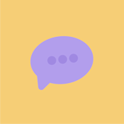 A purple speech bubble sits on a light yellow background.